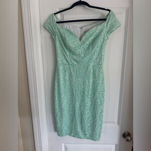 Bisou Bisou Mint Lace Mini Dress